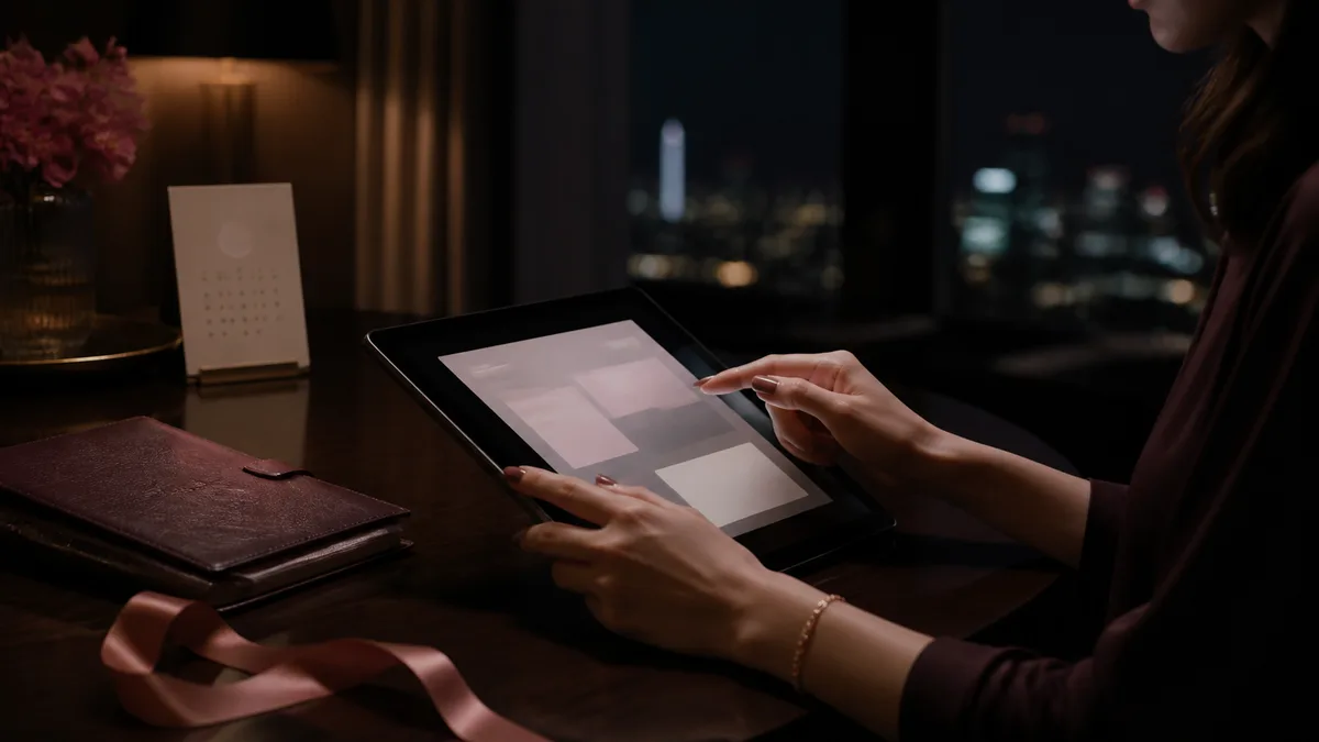 電子書籍の購入条件を確認するチェックリストとタブレット